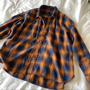 Madewell plaid shirt in pumpkin and blue